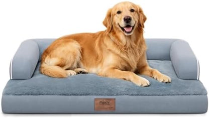 MEKIY Orthopedic Washable Dog Bed with Bolster for Medium to Large Dogs