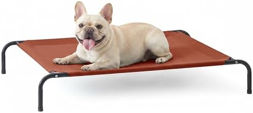 Love's cabin Elevated Cooling Dog Bed for Medium Dogs, Portable Indoor & Outdoor Raised Pet Dog Cat Cot, Durable Summer Frame with Breathable Mesh, Terracotta, 43" x 31.5" x 8"