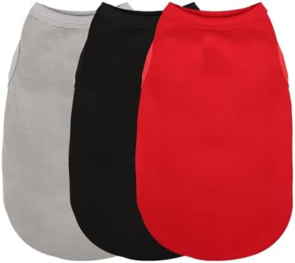 Paiaite 3 Pieces Plain Dog Shirt Sleeveless Puppy Cotton Dog Shirts Breathable Pet Apparel Tank Top Colorful Puppy Sweatshirt Clothes for Small Medium Dogs Red Black and Grey 4XL