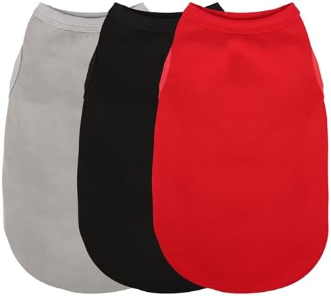 Paiaite 3 Pieces Plain Dog Shirt Sleeveless Puppy Cotton Dog Shirts Breathable Pet Apparel Tank Top Colorful Puppy Sweatshirt Clothes for Small Medium Dogs Red Black and Grey 3XL