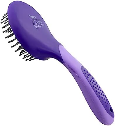 Harrison Howard Horse Mane and Tail Brush - Professional Grooming Brush, Equestrian Detangler, Non-Slip, Purple