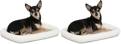 MidWest Homes for Pets QuietTime XXS Dog Bed – White Fleece Bolster, Ultra-Soft and Machine Washable, Fits 18-Inch Crates and Carriers, for Small Dogs and Cats (Pack of 2)