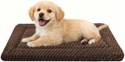 Dog Bed Crate Mat, Soft Durable Washable Anti-Slip Kennel Pad for Dogs & Cats, Reversible (Dark Brown, S(24"*18"*1.5"))