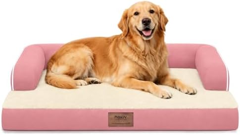 MEKIY Orthopedic Washable Dog Bed with Bolster for Medium to Large Dogs