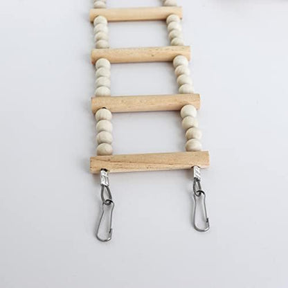 Bird Ladder Bridge, Wooden Pet Hamster Climbing & Swing Toys, Cage Accessories for Birds Rats Parrots Hamster Squirrel Sugar Gliders Parakeets Cockatiels - 20 Steps - 45.3 x 3.14 Inch