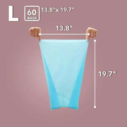 Best Odor-Sealing Cat Poop Bags, BOS for Pet Waste & Kitty Litter - Disposal Bags - Scent & Smell Free (60 bags) [Size: L, Color: Light blue] NOT a litter box liner (Pack of 2)
