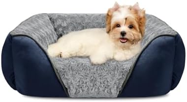 INVENHO Small Dog Bed Rectangle Washable Orthopedic Soft Calming Sleeping Durable Pet Cuddler with Anti-Slip Bottom