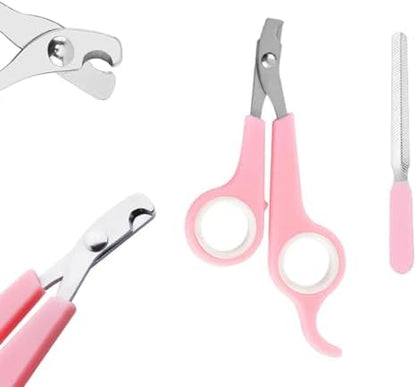 9PCS Small Animal Grooming Kit, Cleaning Brush Removes Loose Hair, Pet Bath Brush,Shampoo Brush, Nail Clipper, Flea Comb For Rabbit, Puppy, Kitten, Guinea Pig (9PCS-Pink)