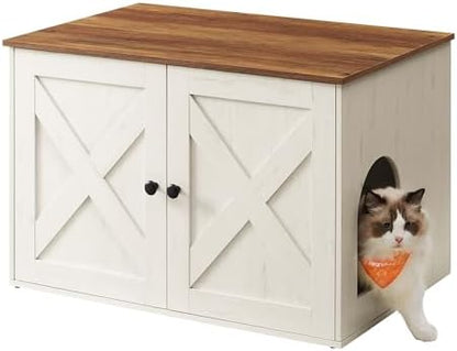 Feandrea Cat Litter Box Enclosure, End Table, 27.6 x 19.7 x 19.7 Inches