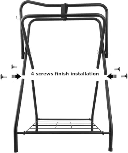 2 Pack Folding Saddle Rack Heavy Duty Freestanding Horse Saddle Stand Detachable Saddle Rack Stand with Bottom Storage for English & Western Saddles