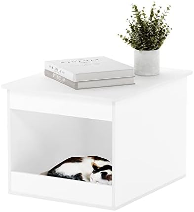 Furinno Peli Top Opening Litter Box Enclosure, Solid White
