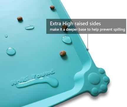 Hoki Found L Silicone Pet Food Mats Tray - Non Slip Pet Dog Cat Bowl Mats Placemat - Dog Pet Cat Feeding Mat - Waterproof Dog Cat Food Mats -Pet Water Mats for Floors -Teal