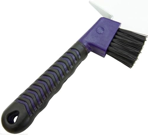 Intrepid International Rubber Handle Hoof Pick w/Brush for Horses, Hoof Pick for Easy Horse Hoof Cleaning, Horse Grooming Supplies