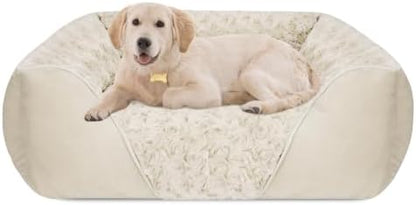 INVENHO Large Dog Bed Rectangle Washable Orthopedic Soft Calming Sleeping Durable Pet Cuddler with Anti-Slip Bottom