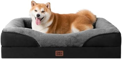 EHEYCIGA Orthopedic Dog Bed for Large Dog, Memory Foam Dog Couch,Grey/Black