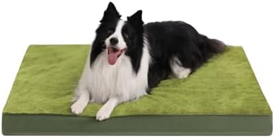 KSIIA Orthopedic Dog Bed for Large Dogs with Waterproof Lining, Green,35x22