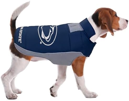 NCAA Penn State Nittany Lions Puffer Vest for Dogs & Cats, Size Medium. Warm, Cozy, and Waterproof Dog Coat, for Small and Large Dogs/Cats. Best NCAA Licensed PET Warming Sports Jacket