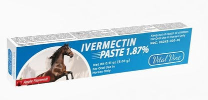 VITALVINE Ivermectin 1.87% Paste for Horses – Apple Flavor 6.08g Syringe, Treats Horses Up to 1250 lbs (1-Pack)