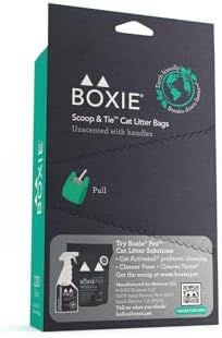 Boxie Sustainable Scoop & Tie Pet Waste Bags, 120 Count, Leak-Proof, Easy-to-Tie Handles, Eco-Friendly, Odor Control, EPI Technology, Durable for Cat Litter & Dog Waste