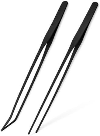 Mandala Crafts Black 15 Inches Straight Curved Fish Tanks Aquarium Tweezers
