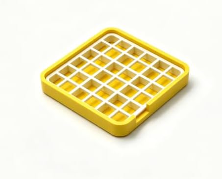 Hermit Crab Food Dish for Powdered Food, with Removable Anti-Carry Grid, No Mess Feeding Dish Prevents Food from Being Dragged Away (Yellow, 2.8" x 2.8")