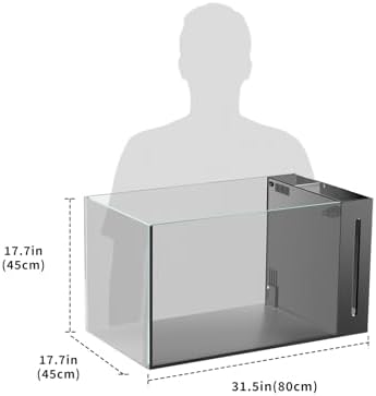 Allcolor Ultra Clear Rimless Aquarium Tank gallons Low Iron Glass Side Filtration + Anti-Jumping net (40Gal)
