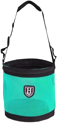 Harrison Howard Horse Muzzle Feed Bag Nylon Mesh Grain Feed Bag with Padded Neck Strap Adjustable Belt Mint Medium