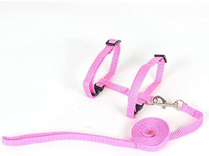 2 Pcs Adjustable Bunny Rabbit Harness with Leash Cat Puppy Walking Harness Leash Pet Harness Leash for Pigs Hamster Small Animals Pink and Light Blue