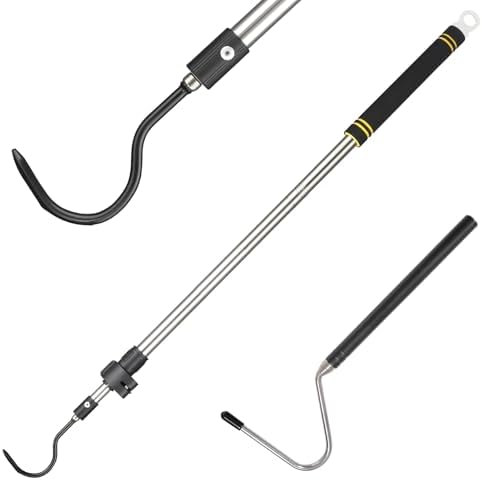 2pcs Snake Hook Set, Telescopic Snake Catcher Stainless Steel Snake Handling Tool for Moving Ball Rattlesnakes Python Copperhead with Long Handle (35-64inch&26inch)