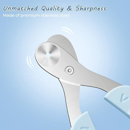 Cat Nail Clipper, Cat Nail Trimmer with Positioning Round Hole, Sharp Non-Slip Handle Cat Claw Clipper, Safe Indoor Cat Nail Clipper, Pet Nail Clipper for Cats, Puppies and More Animals - Blue