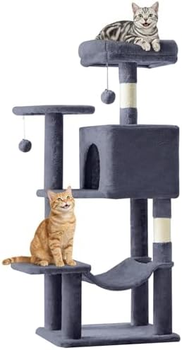 DUMOS 44 Inch Cat Tree Tower with Natural Sisal Scratching Posts
