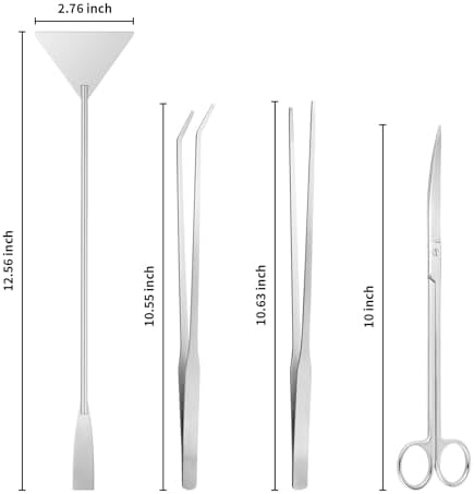 Ohtomber 4PCS Aquascape Tool Aquarium Kit with Tweezers Scissors Scraper