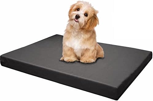 Dogbed4less Memory Foam Platform Dog Bed, Crate Mattress for Orthopedic Joint Relief with Waterproof Removable Cover Extra Large 45X27X3 Space Gray