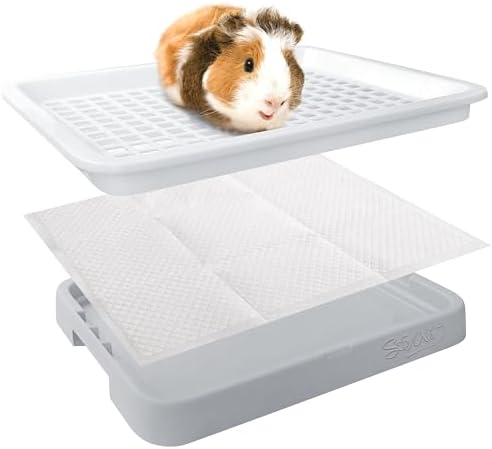 Generic Guinea Pig Toilet, Small Animal Potty Trainer Corner, Square Rat Litter Bedding Box with Small Broom, Dustpan, Small Pet Litter Toilet for Guinea Pigs, Chinchilla, Ferret,Galesaur…
