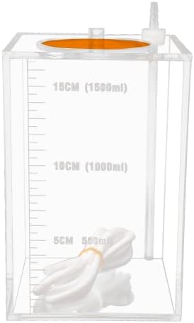 Aquarium Choice Acryli Made Liquid Storage Bucket Dosing Pump Reservoir Container (4.25 * 4.25 * 6.5 Inch;1500ml/1.5L（Orange Version)