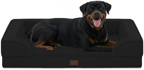 Orthopedic Washable Dog Bed for Extra Large Dogs, 48x30in, Black