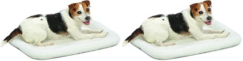 MidWest Homes for Pets QuietTime Dog Bed – White Fleece Bolster, Ultra-Soft and Machine Washable, Fits 24-Inch Crates and Carriers, for Small Breed Dogs (Pack of 2)