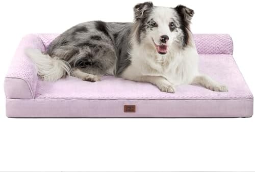 EHEYCIGA Memory Foam Dog Bed for Crate, L Plus Orthopedic Dog Bed, Lilac