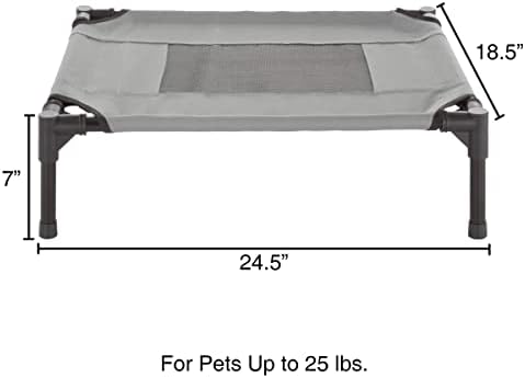 Elevated Dog Bed - 24.5x18.5-Inch Portable Pet Bed with Non-Slip Feet - Indoor/Outdoor Dog Cot or Puppy Bed for Pets up to 25lbs by PETMAKER (Gray)