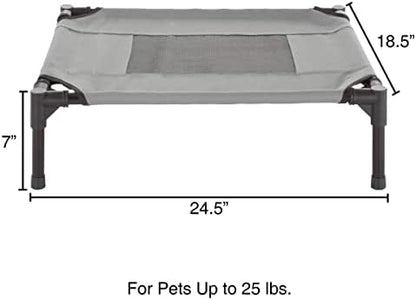 Elevated Dog Bed - 24.5x18.5-Inch Portable Pet Bed with Non-Slip Feet - Indoor/Outdoor Dog Cot or Puppy Bed for Pets up to 25lbs by PETMAKER (Gray)