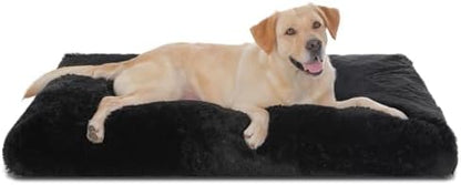Bedfolks Waterproof Dog Crate Bed, Plush Large Dog Pad, 41"x27", Black