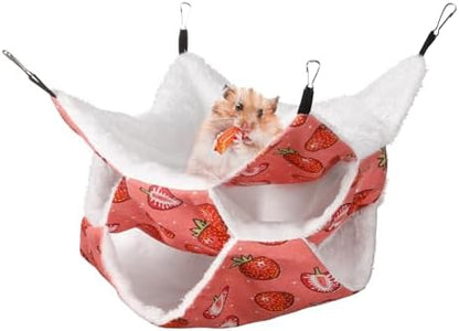 3 Tier Ferret Rat Hammock, Guinea Pig Cage Accessories, Light Red
