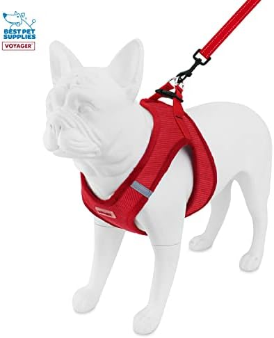 Voyager Step-in Plush Dog Harness – Soft Plush, Step in Vest Harness for Small and Medium Dogs by Best Pet Supplies - Red Corduroy (Leash Bundle), S (Chest: 14.5-16") (Pack of 2)