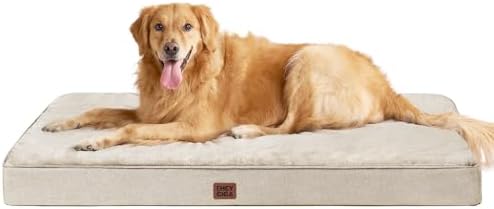 EHEYCIGA XL Memory Foam Dog Crate Mat Washable, 41x27Inch, Beige