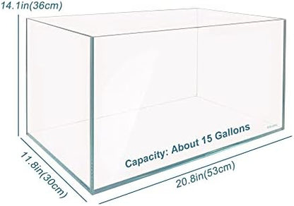 Allcolor Low Iron Glass Ultra Clear Rimless Aquarium Tank (15Gal)
