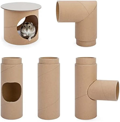 Niteangel Creative & Composable Hamster Tunnel - DIY & Build Unique Tube Burrow as Hideout for Small Sized Animals Like Hamsters Mouse Gerbils Mice (Whole Tunnel Set - Raw)