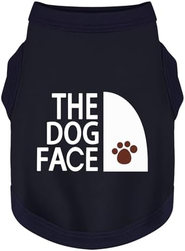 Personality Canine Attire: Soft, Lightweight Cotton Dog Clothes with 'The Dog Face' Print. Small and Medium Breeds, Perfect for Everyday Wear, Comfortable and Breathable Pet Shirt Dark Blue M