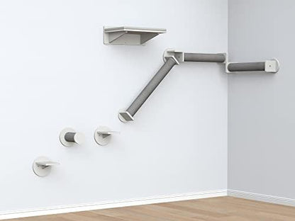 Trixie Cat Wall Furniture Set 6-7pc Cat Climbing Wall Set - Sisal Rope Scratching Posts, Elevated Bed, Corner Shelf, Steps - Gray/White