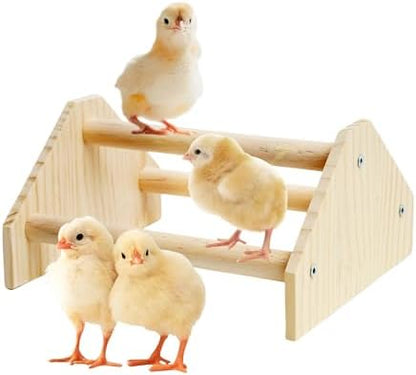 Baby Chicken Perch Strong Pine Wooden Chick Jungle Gym Roosting Bar, New-gen Durable Chicken Perch Toys for Coop and Brooder 7.9 X 6.9 X 4.14’’ Chicken Perch(Can be Used for Baby Turkeys)