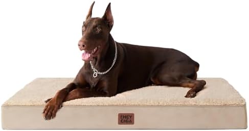 EHEYCIGA Orthopedic Dog Bed Large with Removable Washable Cover, 47IN Khaki